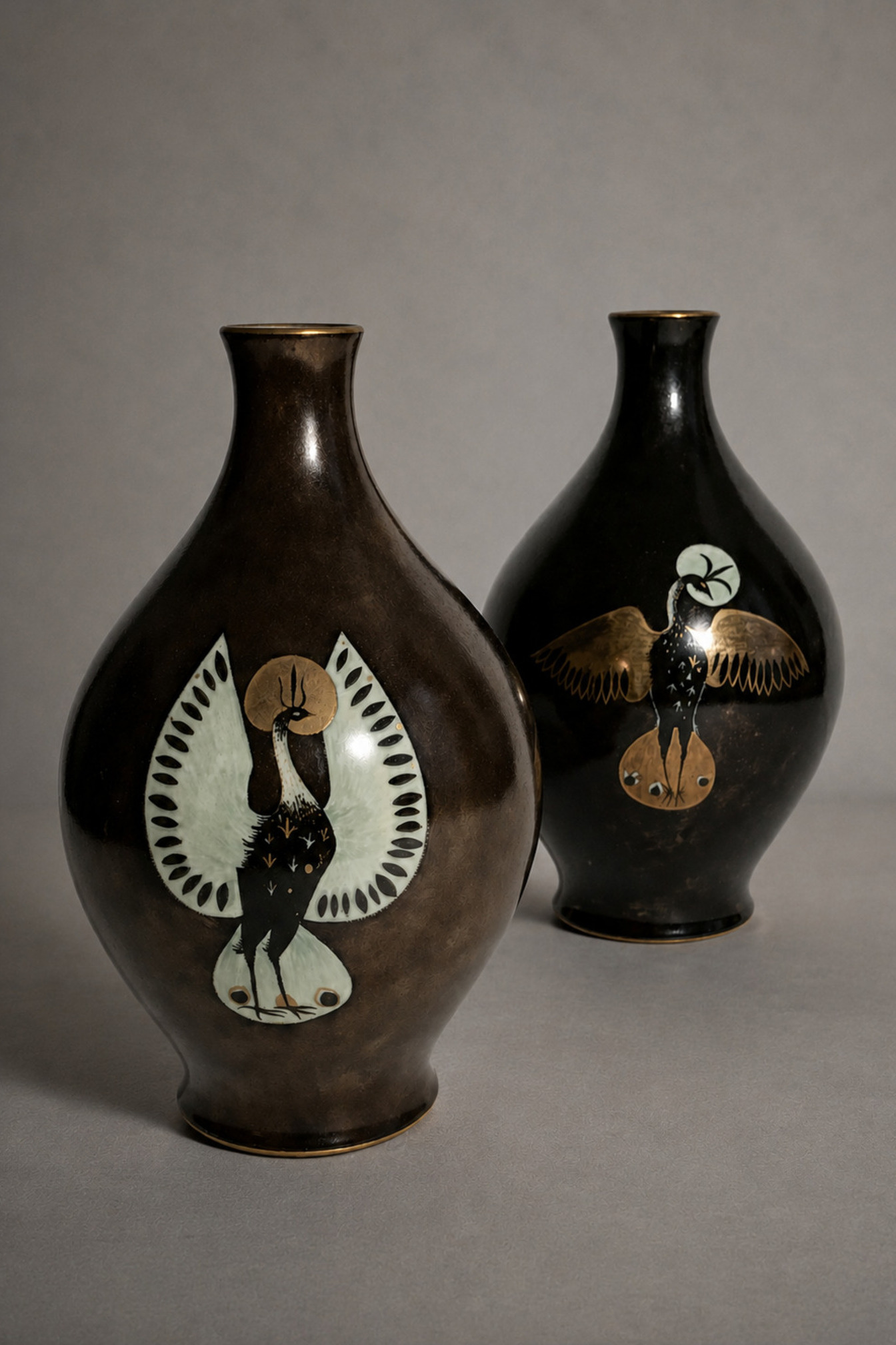 Paire de vases porcelaine Michel Royer et Manufacture nationale de Sèvres daté 1953